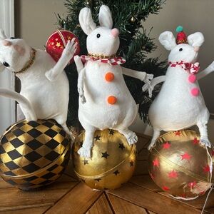 NWT Whimsical Circus Mice Holiday Decor Set of 3 by Gisela Graham 11”